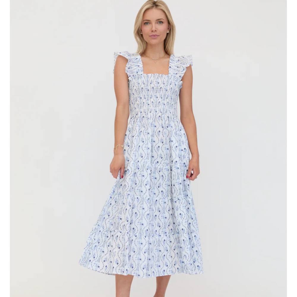 Hill House Home - Ellie Nap Dress, Blue Vine Stripe